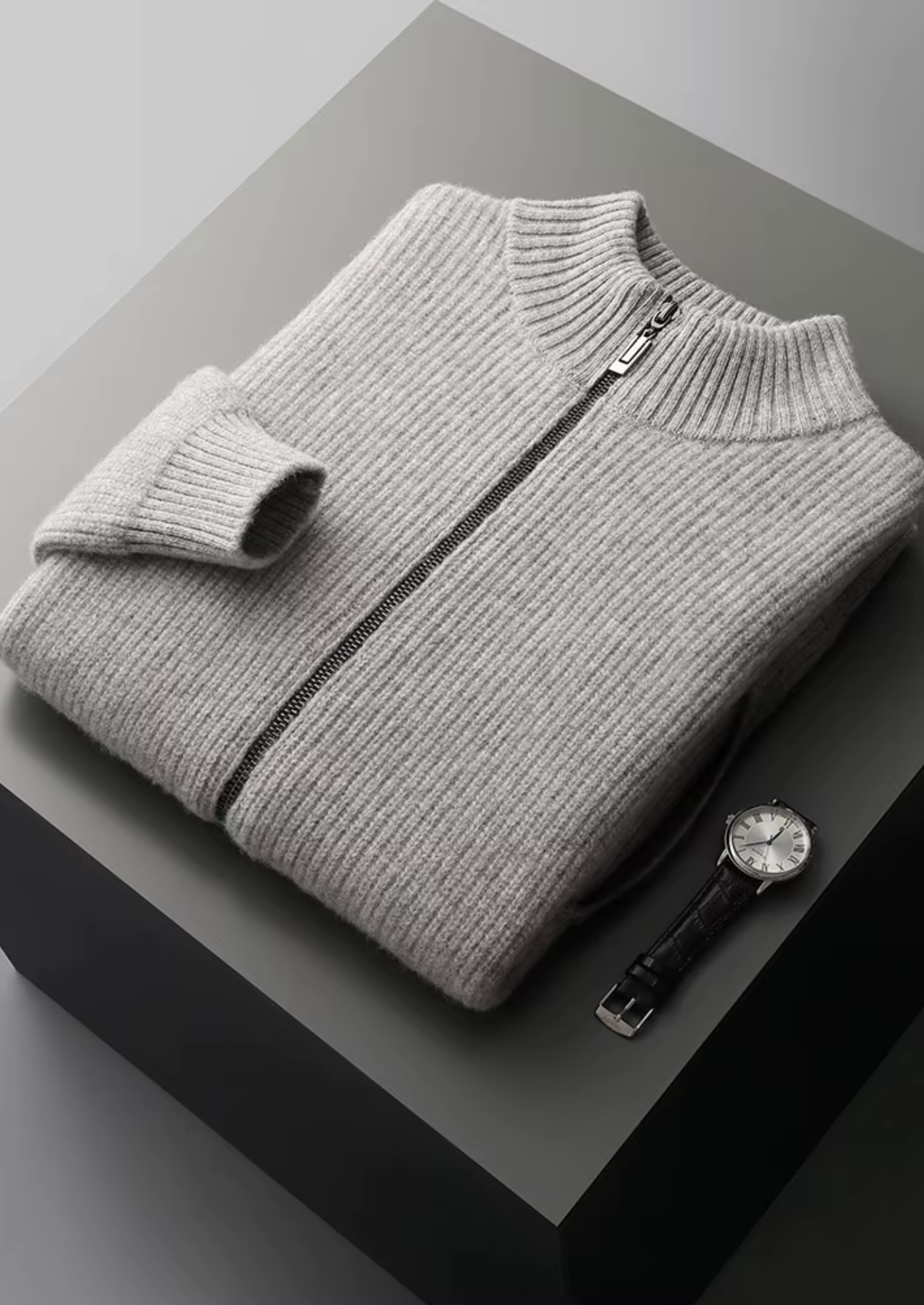 Čistý extra jemný merino vlna žebrovaný kardigan