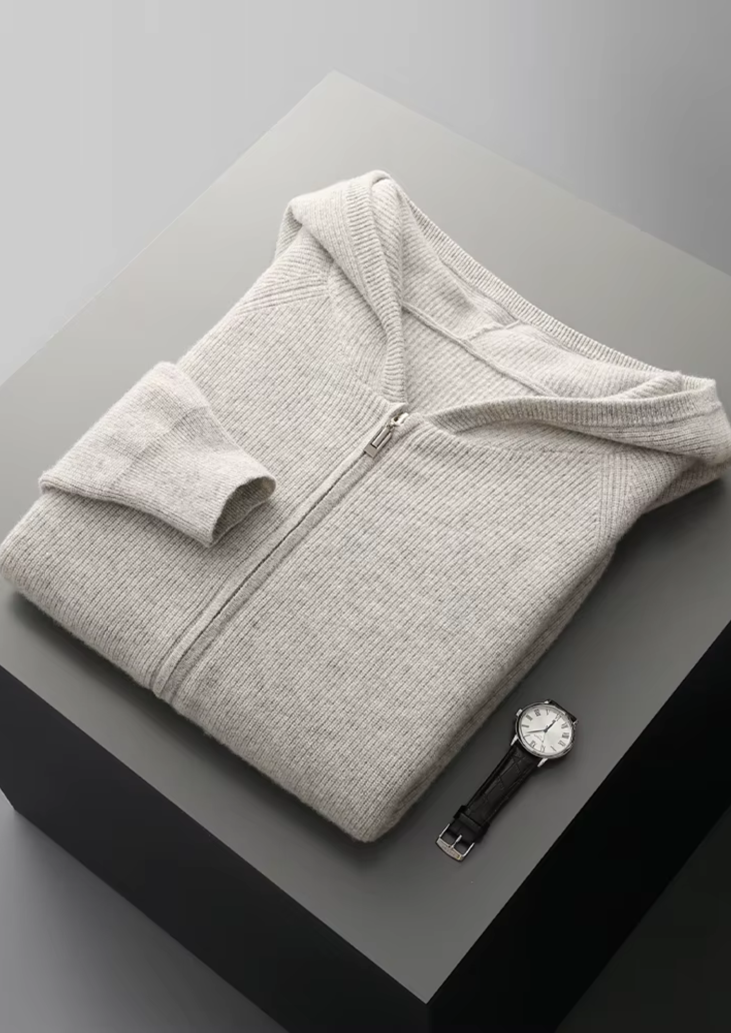 PURE EXTRA-JEMNÁ MERINO VLNA ŽEBROVÁ S MYSLÍ ZIP HOODIE