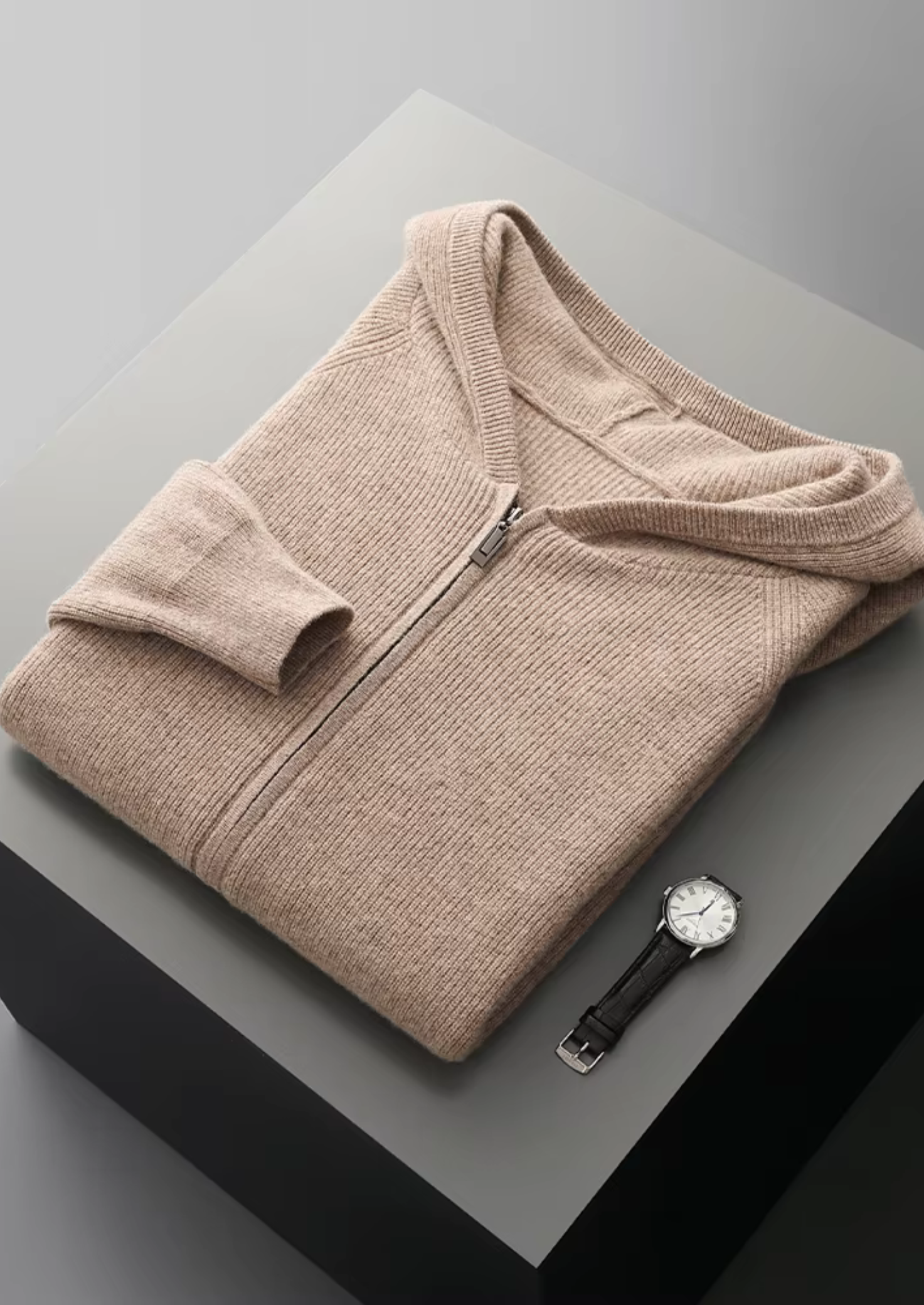 PURE EXTRA-JEMNÁ MERINO VLNA ŽEBROVÁ S MYSLÍ ZIP HOODIE