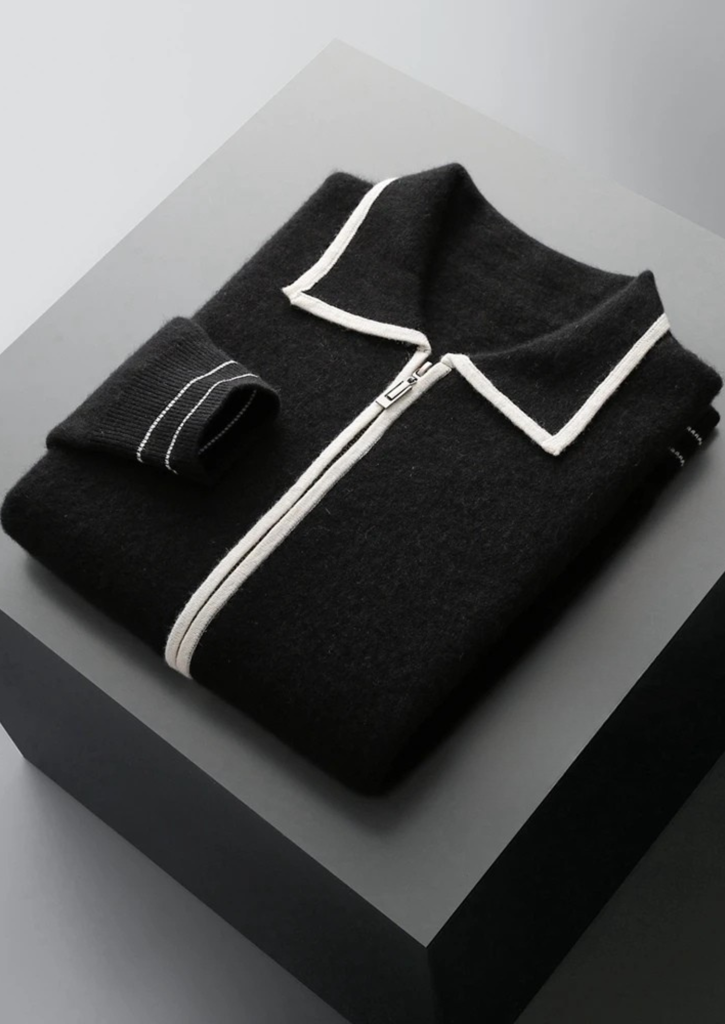 PURE EXTRA-FINÁMERINO VLNA DVOJITÉHO TÓNU POLOCARDIGAN