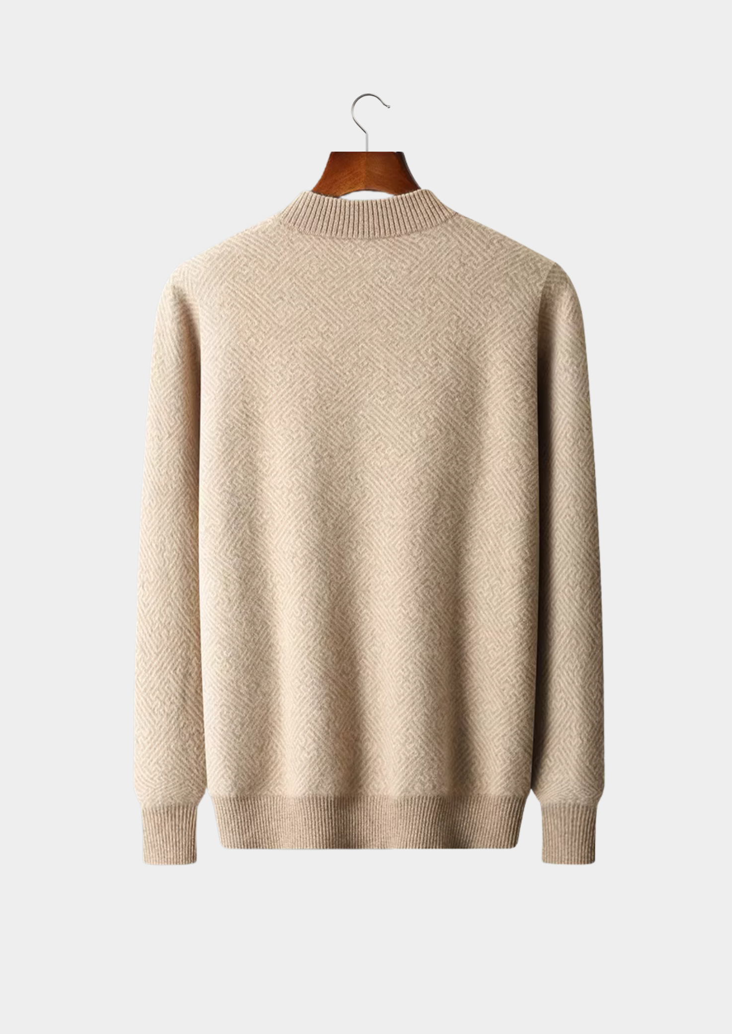 PREMIUM CASHMERE PATTERNED HALF-ZIP SWEATER