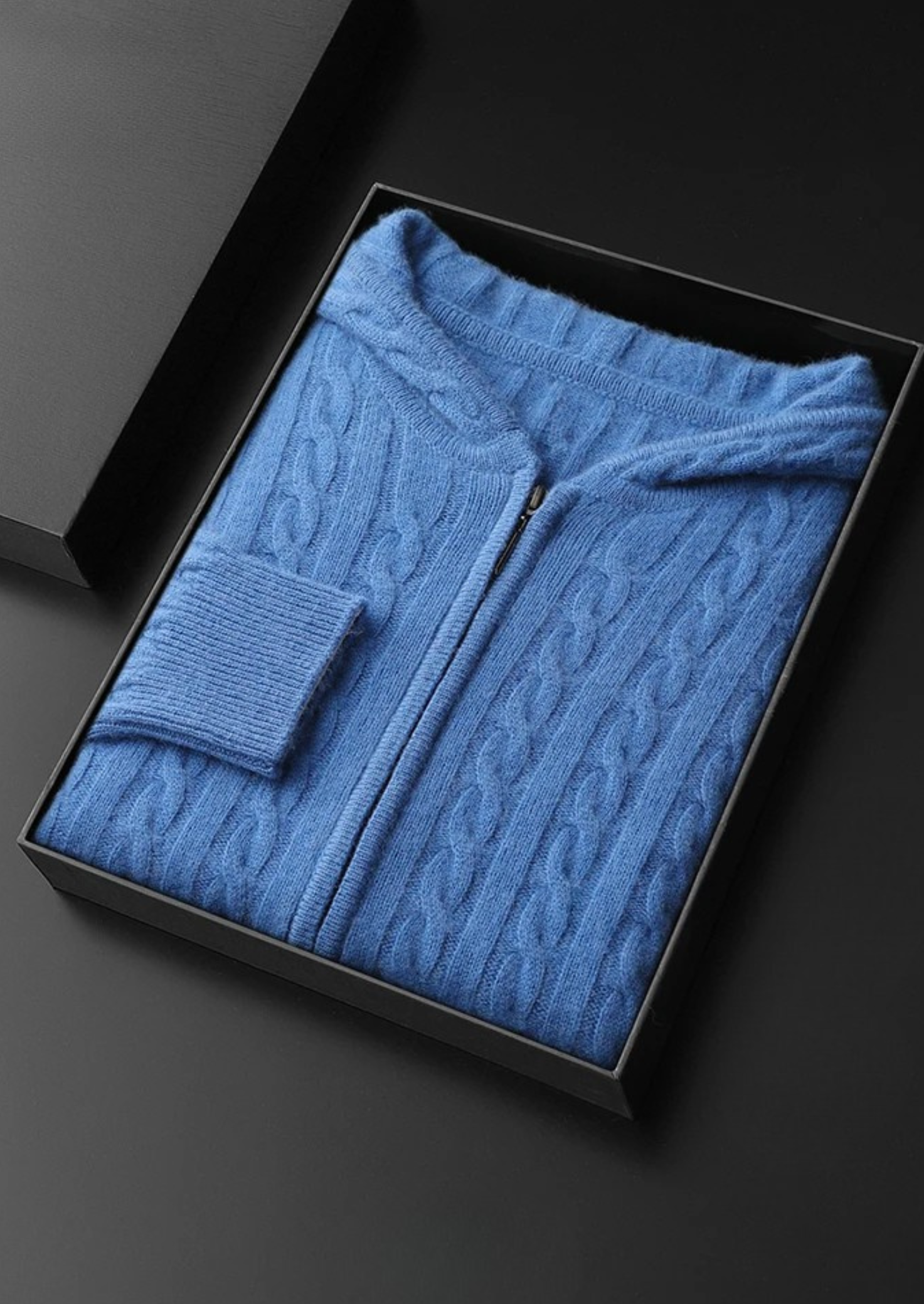 Prémiová kabeleová mikina s kapucí na zip