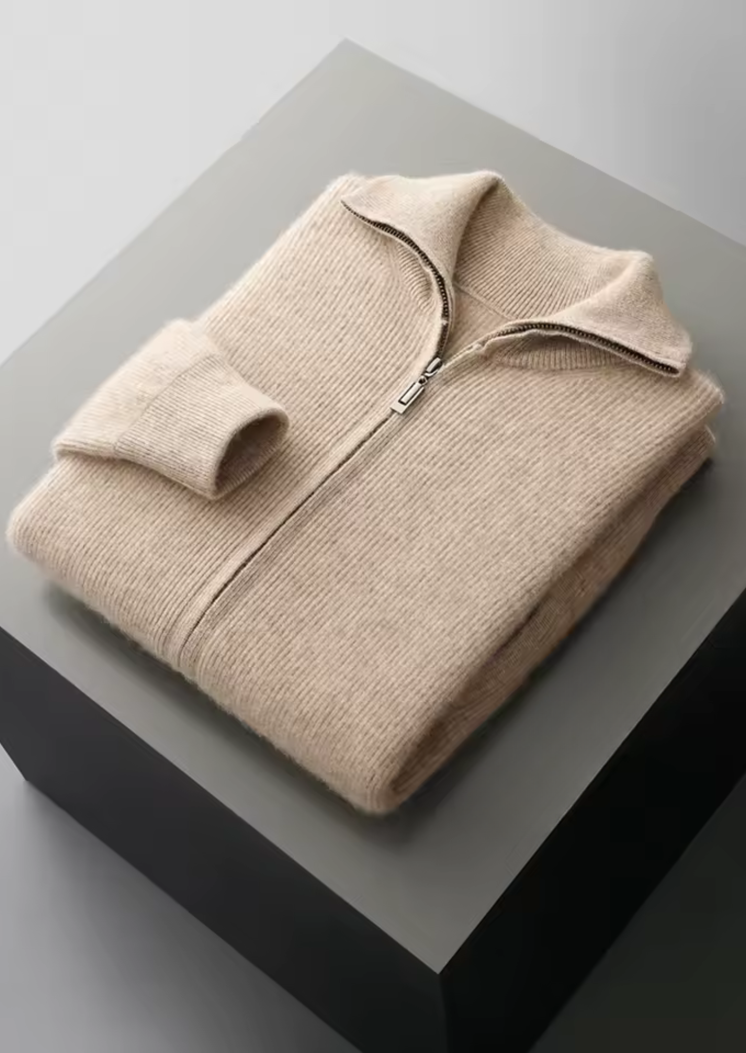 PURE EXTRA-jemná merino vlna žebrovaný kardigan na zip