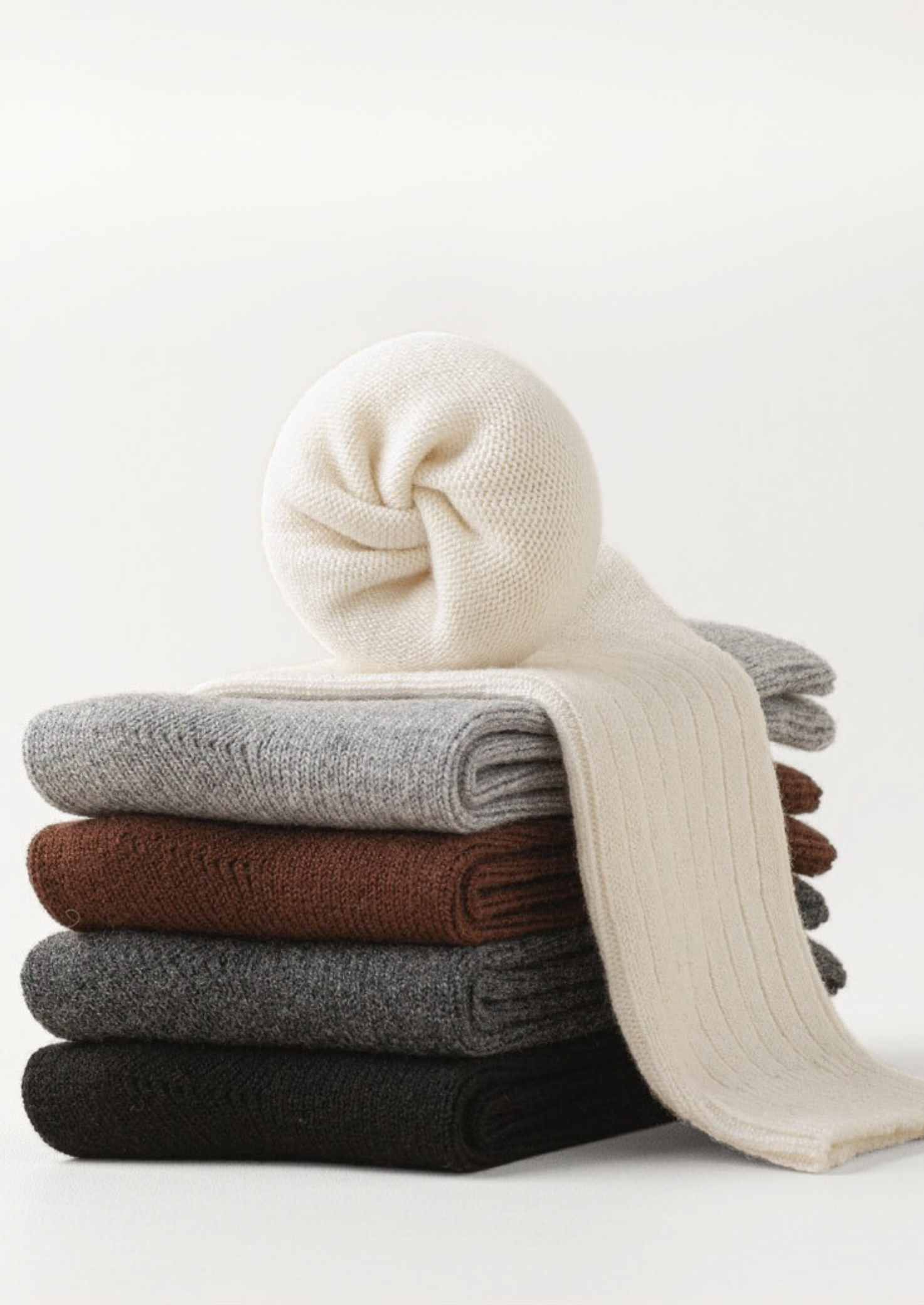 Káva Ultra-měkké žebrované merino vlněné ponožky