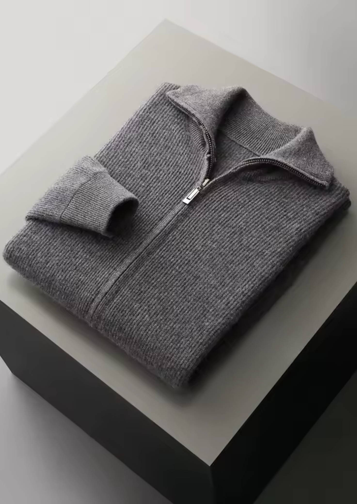 PURE EXTRA-jemná merino vlna žebrovaný kardigan na zip