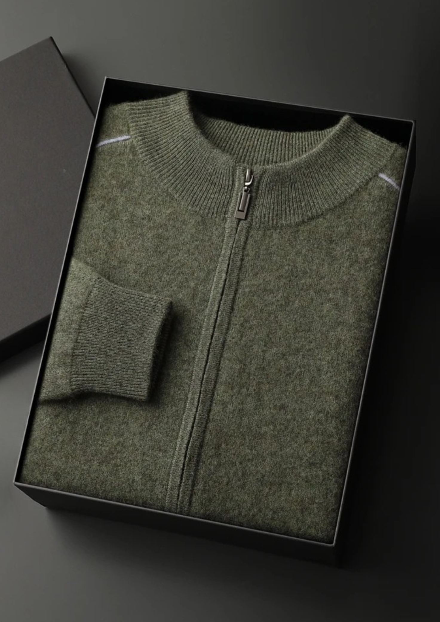 PREMIOVÝ KAŠMÍROVÝ dvoubarevný zipový svetr