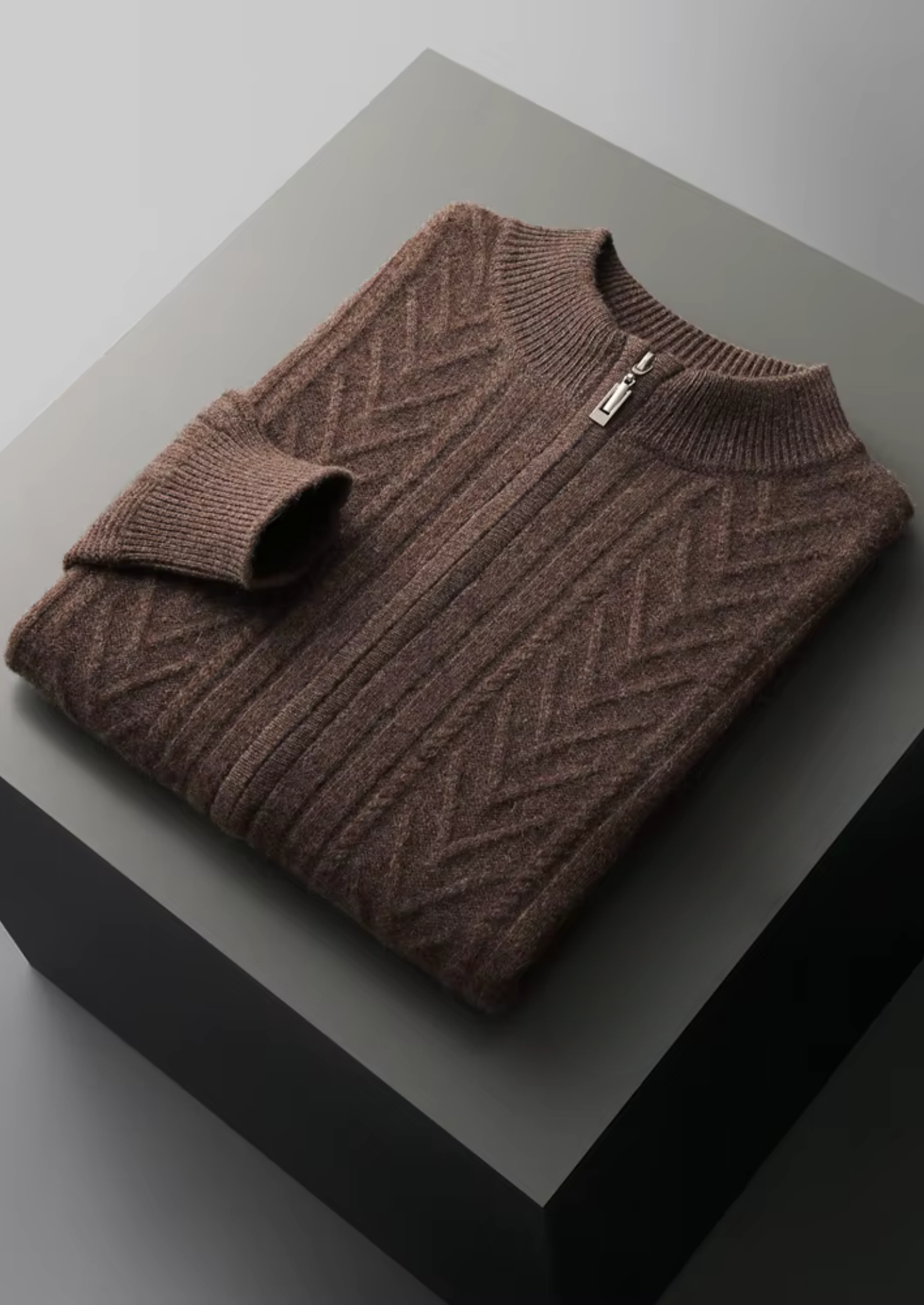 PURE EXTRA-jemná merino vlna vzorovaný zapínací svetr