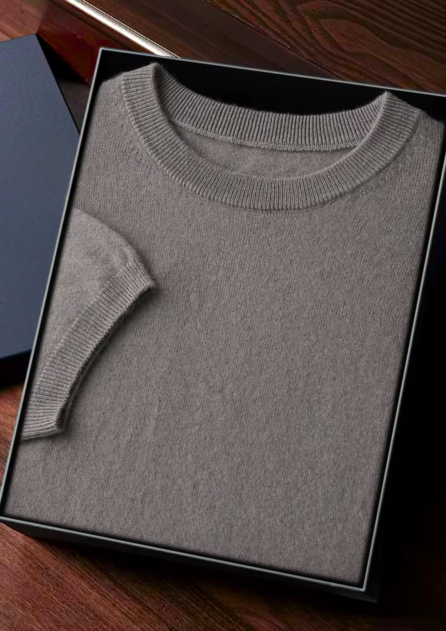 Prémiové kašmírové klasické tričko s kulatým výstřihem