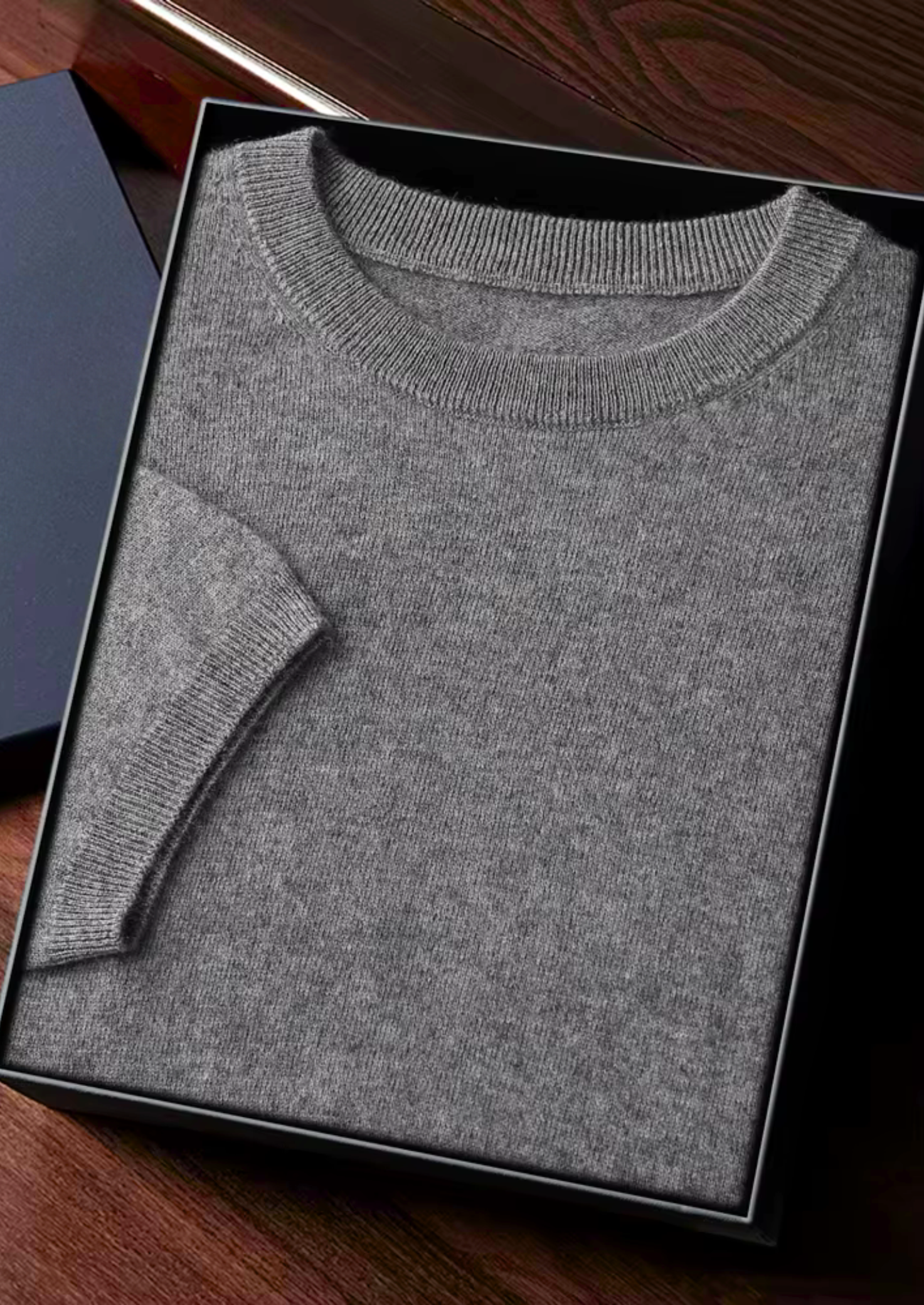 Prémiové kašmírové klasické tričko s kulatým výstřihem