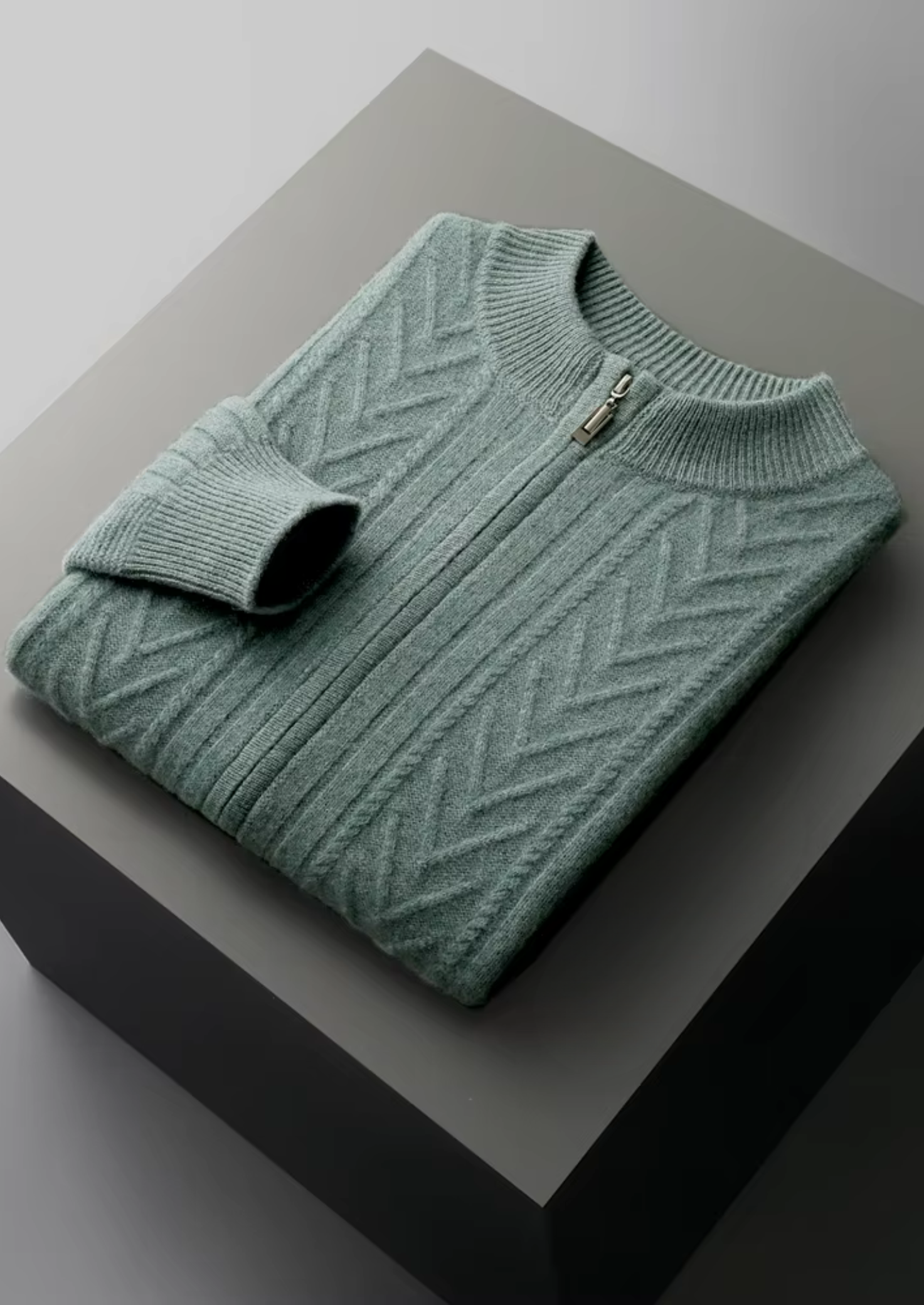 PURE EXTRA-jemná merino vlna vzorovaný zapínací svetr