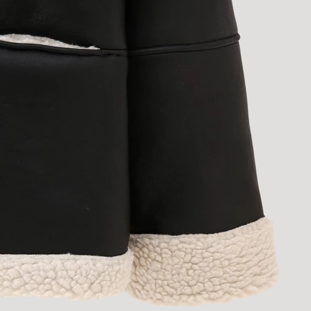 Kožená bunda s faux kůží – podšitá shearlingem – zimní městský styl