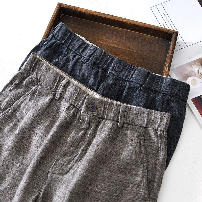 Svetrové lněné kalhoty