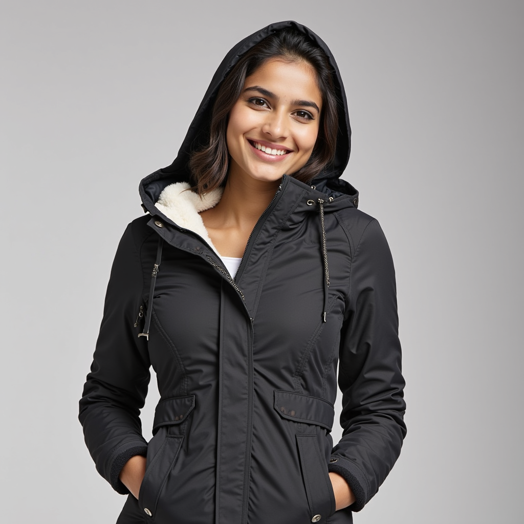 Zimní Parka – Vyjímatelná Fleecová Podšívka – S Kapucí na Chladné Počasí