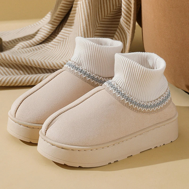 Dámské plyšové domácí kotníkové pantofle