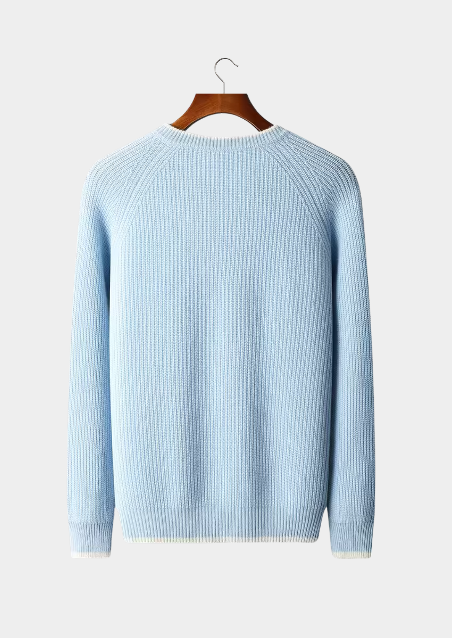 PURE EXTRA-FINE MERINO WOOL TWO TONE CREWNECK
